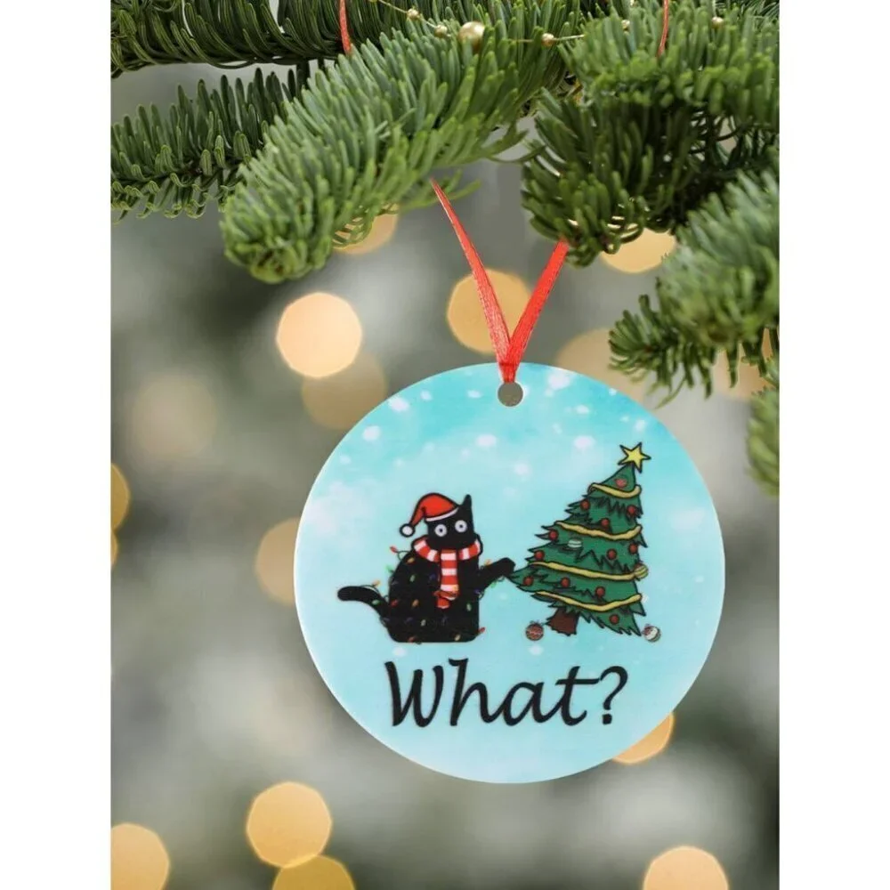 1pc Round Acrylic Tree Ornament Cat Lover Gifts For Women